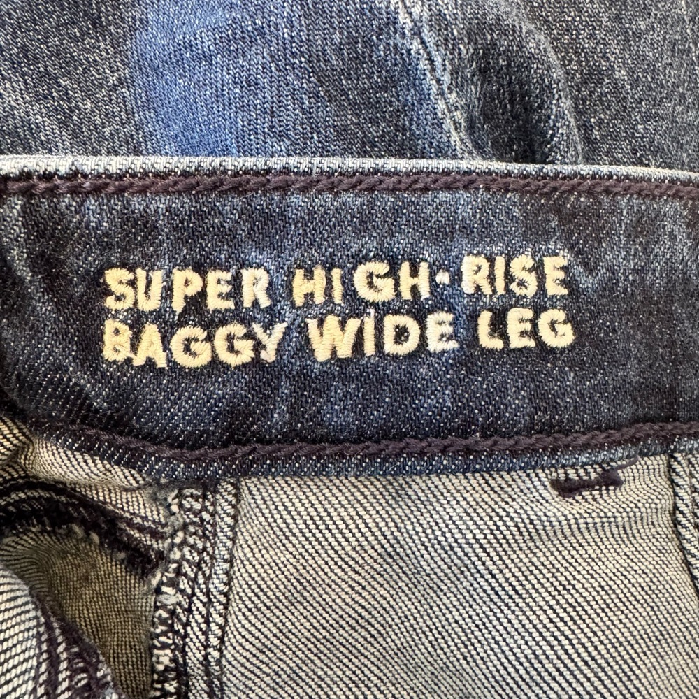 American Eagle Super High Rise Baggy Wide Leg Jeans 00 Short Dark Wash - Picture 6 of 6